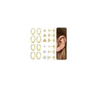 10 Pairs Flat Back Earrings for Women Hypoallergenic Surgical Steel Stud and Hoop Earrings Set Gold Silver Cartilage Earring Huggie Hoops Helix Tragus Conch Daith Ear Piercing Jewellery Gold-CZ