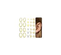 10 Pairs Flat Back Earrings for Women Hypoallergenic Surgical Steel Stud and Hoop Earrings Set Gold Silver Cartilage Earring Huggie Hoops Helix Tragus Conch Daith Ear Piercing Jewellery Gold-Butterfly