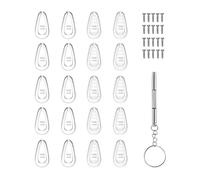 10 Pairs Glass Nose Pads, Anti Slip Push on Eyeglass Nose Pads Soft Silicone Glasses Nosepad Replacement Kit with Silver Screws for Glasses Sunglasses