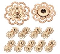 10 Pairs Gold Flower Metal Press Studs Fasteners, Large Sewing Snap Fasteners and Press Studs for Clothing, Snap Buttons Sew on Clothing Coats Jackets, DIY Sewing Crafts Supplies
