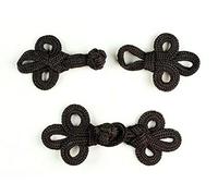 10 Pairs Large Black Chinese Knot Buttons - Polyester Frog Fasteners for Sewing & Crafts | Traditional Chinese Knot Closures for Clothing, Costumes, Dresses & DIY Projects