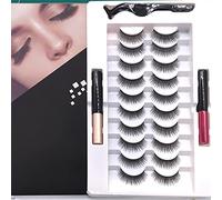 10 Pairs Lightweight Magnetic Eyelashes Set Soft False Lashes with Applicator for Charm Eyes Suitable for Dating Working or Party