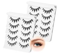 10 Pairs Manga Lashes False Eyelashes Strip Lashes Anime Lashes Natural Cosplay Makeup Fake Eyelashes Reusable Japanese Style Makeup Wispy Long Thick Eyelash Extension