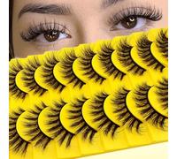 10 Pairs of 3D Artificial Eyelashes, Cat Eye False Eyelashes, Natural Look, Curly Cat Eye Lashes, False Eyelashes with Natural Wispy Volume, Cat's Eye Eyelashes (10Y-Z9X)