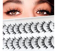 10 Pairs of 3D False Eyelashes, Natural False Eyelash Extensions Set, Artificial Eyelashes, Natural Look, Reusable, Handmade, Lightweight, Faux Mink Makeup Eyelashes (08)