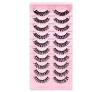 10 Pairs of 3D False Eyelashes Russian False Eyelashes Natural Look Curly Cat Eye Lashes D Curl False Eyelashes with Natural Wispy Volume Cat Eye Eyelashes (D1002)