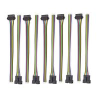 10 Pairs of 6 -pin JST SM Male/Maternal Plug LED Connector Cable, with 15 cm Long line 22 AWG LED Controller Multi-Color Connector Cable (6PIN)