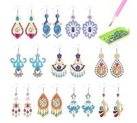 10 Pairs of Diamond Art Painting Earrings, 5D Boho Earrings Diamond Art Mandala Earrings Drop Earrings for Women Girls 05 Mandala