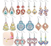 10 Pairs of Diamond Art Painting Earrings, 5D Boho Earrings Diamond Art Mandala Earrings Drop Earrings for Women Girls 01 Mandala