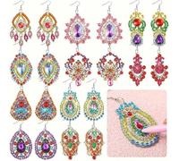 10 Pairs of Diamond Art Painting Earrings, 5D Boho Earrings Diamond Art Mandala Earrings Drop Earrings for Women Girls 02 Mandala