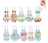 10 Pairs of Diamond Art Painting Earrings, 5D Boho Earrings Diamond Art Mandala Earrings Drop Earrings for Women Girls 03 Mandala