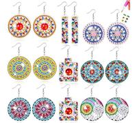 10 Pairs of Diamond Art Painting Earrings, 5D Mandala Earrings, Diamond Art Boho Earrings, Drop Earrings for Women, Girls, 03 Mandala