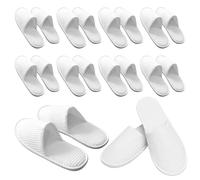 10 Pairs of Hotel Slippers, Waffle Closed Toe,Disposable Deluxe Closed Toe Spa Slippers, Flat White House Shoes Washable and Foldable Winter Slipper for Spa, Party Guest and Travel