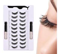 10 Pairs Of Natural And Realistic Magnetic False Eyelashes, Super Light, Easy To Wear - No Glue Required, Eye Black And Tools Included