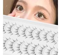 10 Pairs of Natural Eyelashes, Wispy Lashes, 3D Clear Band False Eyelashes, Natural Fake Lashes, Natural 3D Short Eyelashes, Handmade Transparent Handle, Artificial Eyelashes for Daily Make-Up