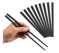 10 Pairs of Reusable Chinese Chopsticks Set - Black Non-Slip & Modern Design - Dishwasher Safe, Durable & Ideal for Beginners for Sushi, Ramen (24cm)