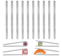 10 Pairs of Stainless Steel Chopsticks, 23 cm Chopsticks for Eating, Dishwasher Safe, Reusable, Non-Slip Design, Perfect for Korean, Chinese Cuisine and Japanese Sushi