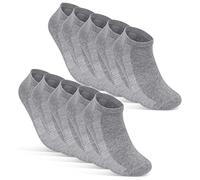 10 Pairs of Trainer Socks for Men and Women, Black, White, Grey, Cotton, Breathable, with Mesh - 10 x grey, size: 43-46