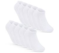 10 Pairs of Trainer Socks Men & Women Short Sports Socks Cotton Breathable, White, 39-42