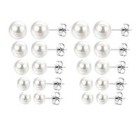 10 Pairs Pearl Earrings For Women, Classic Pearl Stud Earrings For Women In 5 Sizes Set, Small Elegant Pearls Earring Studs 3mm 4mm 5mm 6mm 7mm Suitable For Various Outfits And Occasions