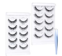 10 Pairs Pre Glued Eyelashes,Self Adhesive Eyelashes,Natural Look False Lashes,Reuseable Press-on Strip Eyelash, No Glue Need Wispy Lash For Beginners, Work and Parties
