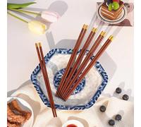 10 Pairs Premium Rosewood Chopsticks Non-Slip Textured Tips Reusable Eco-Friendly Wooden Chopsticks Elegant Asian Design Durable Natural Wood