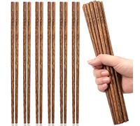10 Pairs Reusable Natural Wooden Chopstick with 100% Natural Print, No Paint Japanese Chinese Chop Sticks 9.84 Inch Chinese Tableware Chopstick Gift Set for Sushi Asian Dishes Noddles Ramen Rice