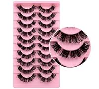 10 Pairs Russian Segmented Curl Eyelashes(7-18mm) - The Bottom Is Tightly Bonded & Not Easy to Loosen, Segmented Russian Strip Lashes D Curl 3D,E