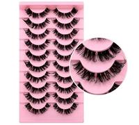 10 Pairs Russian Segmented Curl Eyelashes(7-18mm) - The Bottom Is Tightly Bonded & Not Easy to Loosen, Segmented Russian Strip Lashes D Curl 3D,D