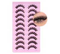 10 Pairs Russian Strip False Eyelashes - D Curl Natural Fluffy 3D Effect, Handmade Lightweight Volume Lashes, Soft Multi-Layered Fibers for Full, Wispy Look, Ideal for Daily Wear