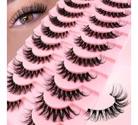 10 Pairs Russian Strip lashes With Clear Band 18mm D Curl Lashes,-Eye Lashes,that Look Like Extensions Volume Lashes,Faux Mink False Eyelashes.()