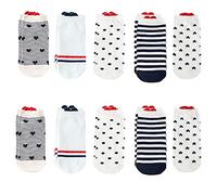 10 Pairs Womens Ankle Socks, Cotton Cute Love Heart Stripe Design Ladies Breathable Short Socks for Girls Casual Running Fitness Walking Socks