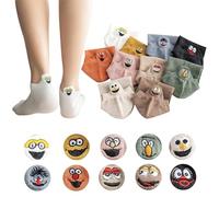10 Pairs Women's Funny Socks Cotton Comfortable Cute Cartoon Embroidered Funny Sneaker Socks Ladies Interesting Animal Character Cat Funny Crew Socks for Women and Girls Size: 35-40