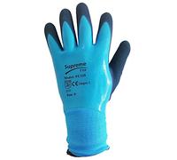 10 PAIRS X B2C Blue Aqua Fully Latex Coated Waterproof Wet Breathable Nylon Grip Work Gloves (Extra Large)