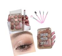 10-Pan Blendable Eyeshadow Set For Natural/Dramatic Looks Includes Applicators & Looking Glass Compact Eyeshadow With Brush Included