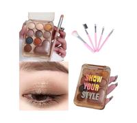 10-Pan Blendable Eyeshadow Set For Natural/Dramatic Looks Includes Applicators & Looking Glass Compact Eyeshadow With Brush Included