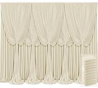 10 Panels Backdrop Curtains for Wedding Party Wrinkle Free Beige Backdrops Curtain Drapes Fabric Decorations Photo Back Drop Cloth for Baby Shower Photography Stage Reception 50ft(W) x 12ft(H)