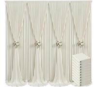 10 Panels Beige Backdrop Curtain for Baby Shower Wrinkle Free 50ft x 10ft Backdrop Drapes Panels for Parties Wedding Bridal Shower Birthday Photo Photography Fabric Background Decoration