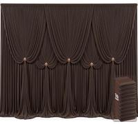 10 Panels Brown Backdrop Curtains for Wedding Party Wrinkle Free Backdrops Curtain Drapes Fabric Decorations Photo Back Drop Cloth for Baby Shower Photography Stage Reception 50ft(W) x 12ft(H)