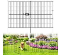 10 Panels Decorative Garden Fence with Gate-101cm H x 7.1m L, No Dig Rust-Resistant Metal Fence Panels, Taller Animal Barrier Fence for Dog & Rabbit, Outdoor Metal Fencing for Garden, Yard, Patio
