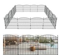 10 Panels Garden Fence Dog Fence Outdoor for Yard, 24in H x 20ft L Rustproof Metal Fencing with Ground Stakes | No Dig Animal Proof Containment for Pets/Rabbits | Durable Patio Security Panels