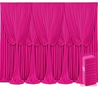 10 Panels Hot Pink Backdrop Curtains for Wedding Party Wrinkle Free Backdrops Curtain Drapes Fabric Decorations Fuchsia Photo Back Drop for Baby Shower Photography Stage Reception 50ft(W) x 12ft(H)