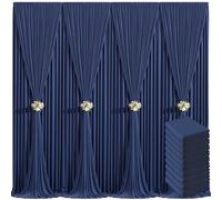 10 Panels Navy Blue Backdrop Curtain for Parties Wedding Wrinkle Free 50ft x 10ft Backdrop Drapes Panels for Baby Shower Gender Reveal Birthday Photo Photography Polyester Fabric Background Decoration