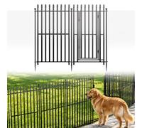 10 Panels No Dig Decorative Garden Fence with Gate, 101 cm (H) x 670 cm (L) | Rustproof Metal Temporary Fencing, Outdoor Animal Barrier Dog Fence for Yard, Patio, Border, Flower Bed & Landscape