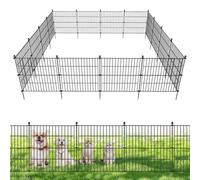 10 Panels No Dig Decorative Outdoor Garden Fence for Yard, 24 in(H) X 20 ft(L) Animal Barrier Fencing Rustproof Metal Wire Panel Border for Dog, Rabbits, and Patio Temporary Ground Stakes
