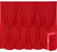 10 Panels Red Backdrop Curtains for Wedding Party Wrinkle Free Backdrops Curtain Drapes Fabric Decorations Photo Back Drop Cloth for Baby Shower Photography Stage Reception 50ft(W) x 12ft(H)