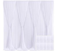 10 Panels White Backdrop Curtain for Parties Wedding Wrinkle Free White Photo Curtains Backdrops Drapes Fabric Decoration for Baby Shower Birthday Party 50ft(W) x 10ft(H)