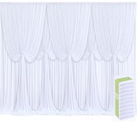 10 Panels White Backdrop Curtains for Wedding Party Wrinkle Free Backdrops Curtain Drapes Fabric Decorations Photo Back Drop Cloth for Baby Shower Photography Stage Reception 50ft(W) x 12ft(H)