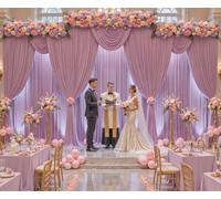 10 Panels Wrinkle Free Dusty Pink Backdrop Curtain for Wedding Party, 50ft x 10ft Fabric Photo Backdrop Drapes Back Drop Cloth for Birthday Bridal Shower Baby Shower Photography Background Curtain