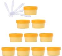 10 PC 50ml Pink Mask Mixing Bowl Empty 50g Plastic Storage Jars with Inner Liner for Storage Body Hand Face Cream Lotion Gel 5X Spatula(Geel,50ml)
